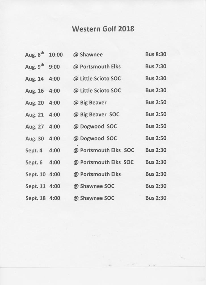 High School Golf Schedule Western Local School District