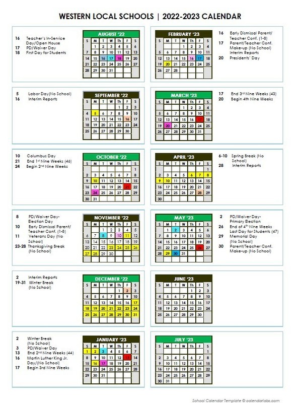 Western Local School District Calendar 2023
