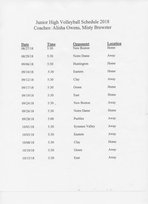 Junior High Volleyball Schedule Western Local School District